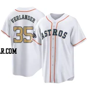 Justin Verlander Men's Houston Astros Gold Replica White 2023 Collection Jersey