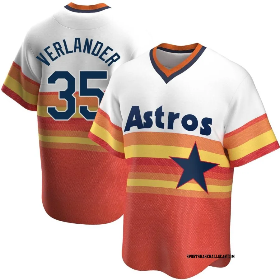 Justin Verlander Men's Houston Astros White Replica Home Cooperstown Collection Jersey