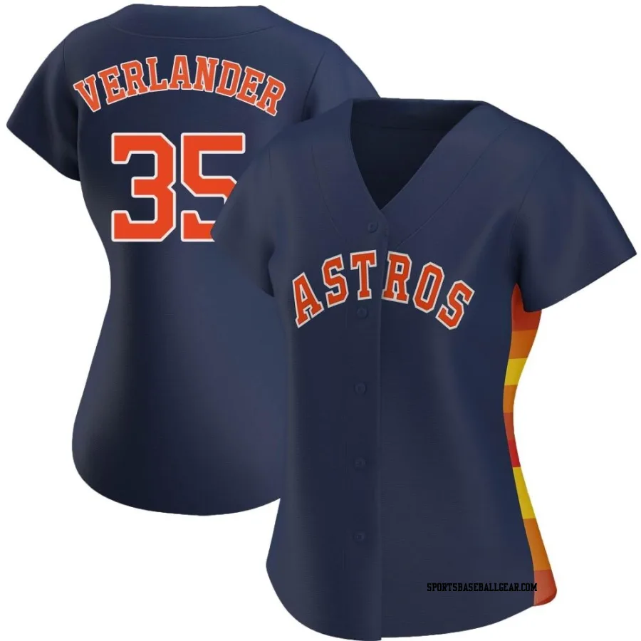 Justin Verlander Women's Houston Astros Navy Authentic Alternate Jersey