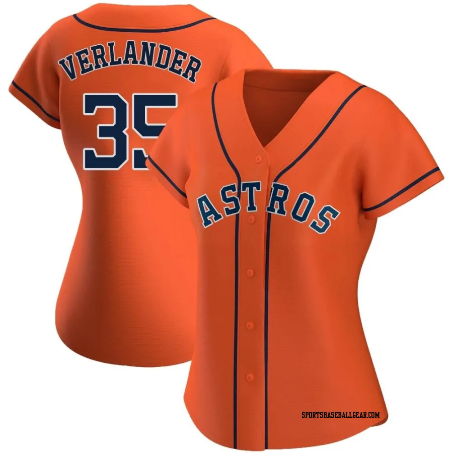 Justin Verlander Women's Houston Astros Orange Authentic Alternate Jersey