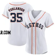 Justin Verlander Women's Houston Astros White Authentic 2022 World Series Champions Home Jersey