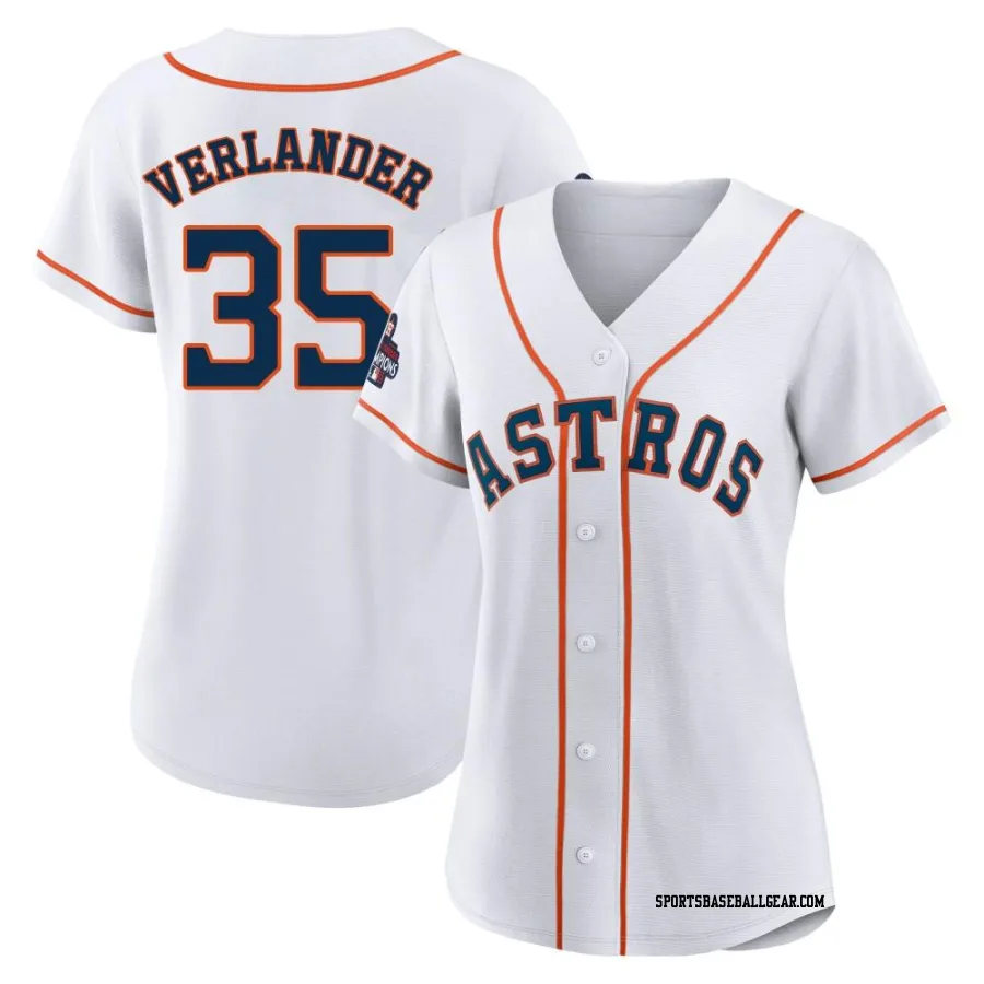 Justin Verlander Women's Houston Astros White Authentic 2022 World Series Champions Home Jersey