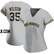 Justin Wilson Women's Milwaukee Brewers Gray Authentic Road Jersey