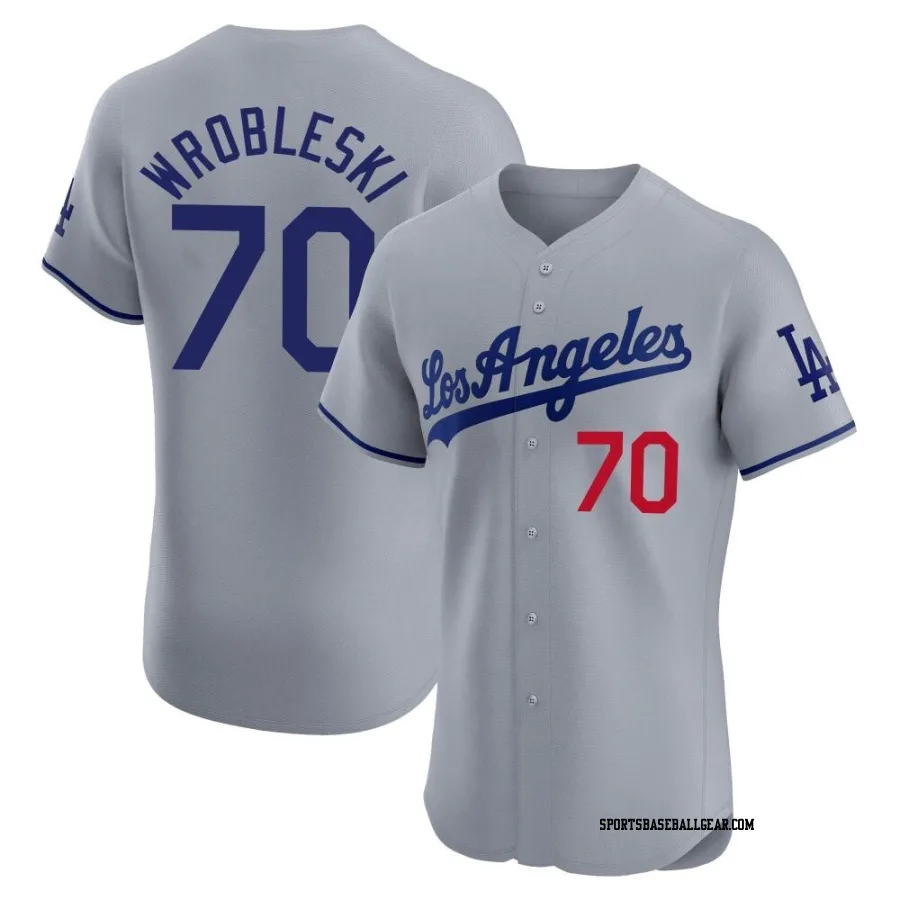 Justin Wrobleski Men's Los Angeles Dodgers Gray Elite Road Jersey