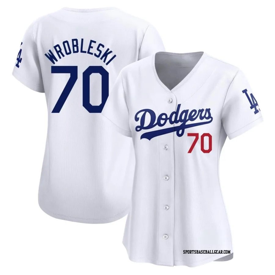 Justin Wrobleski Women's Los Angeles Dodgers White Limited Home Jersey