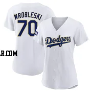 Justin Wrobleski Women's Los Angeles Dodgers White/Gold Authentic 2021 Gold Program Player Jersey