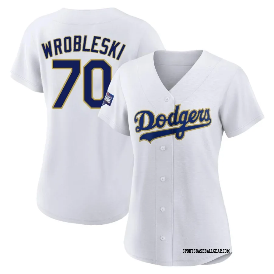 Justin Wrobleski Women's Los Angeles Dodgers White/Gold Authentic 2021 Gold Program Player Jersey