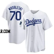 Justin Wrobleski Youth Los Angeles Dodgers White Replica 2024 World Tour Seoul Series Home Jersey