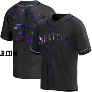 Justus Sheffield Men's Seattle Mariners Black Holographic Replica Alternate Jersey