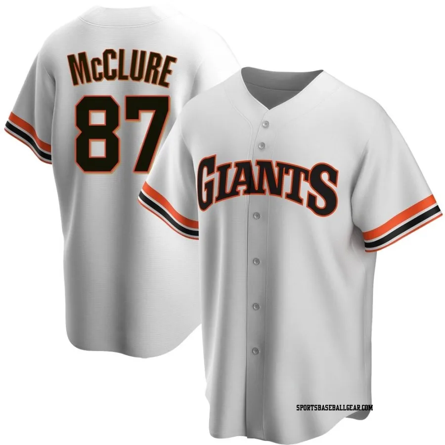 Kade McClure Men's San Francisco Giants White Replica Home Cooperstown Collection Jersey