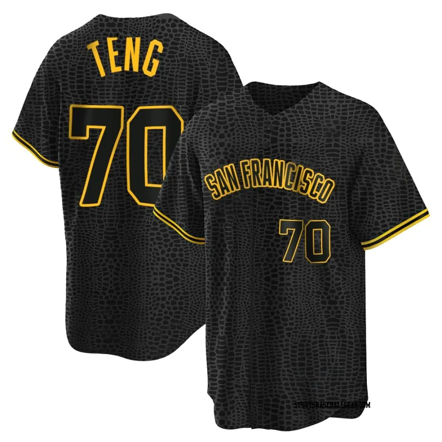 Kai-Wei Teng Men's San Francisco Giants Black Replica Snake Skin City Jersey