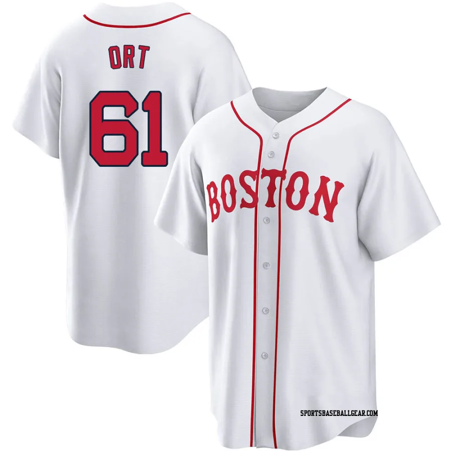 Kaleb Ort Men's Boston Red Sox White Replica 2021 Patriots' Day Jersey