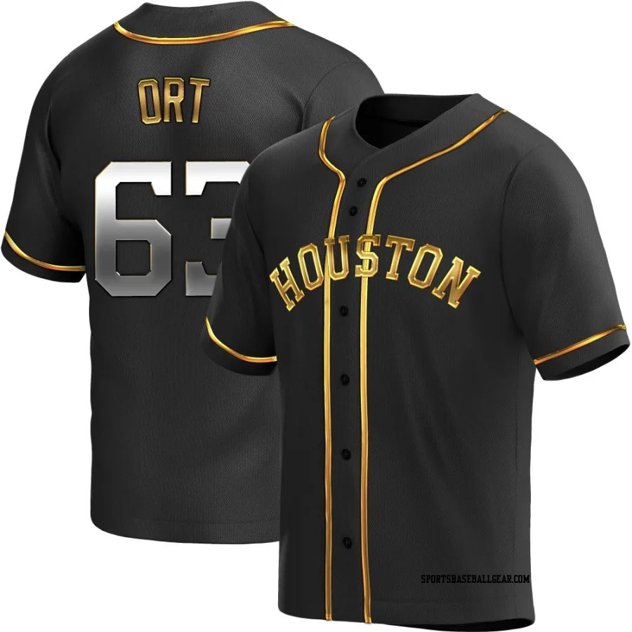 Kaleb Ort Men's Houston Astros Black Golden Replica Alternate Jersey