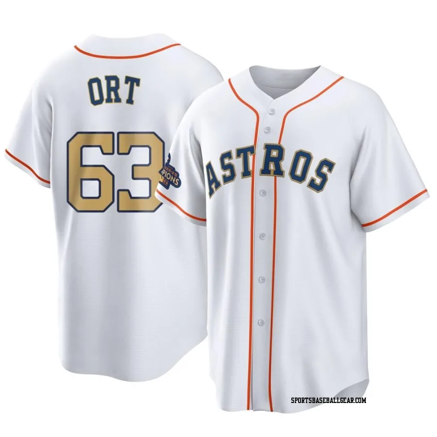 Kaleb Ort Men's Houston Astros Gold Replica White 2023 Collection Jersey