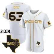 Kaleb Ort Men's Houston Astros White/Gold Authentic 2023 Space City Ready 2 Reign Flex Base Jersey