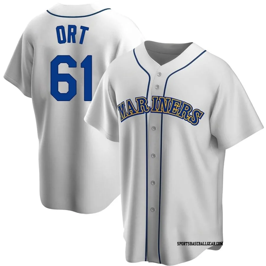 Kaleb Ort Men's Seattle Mariners White Replica Home Cooperstown Collection Jersey