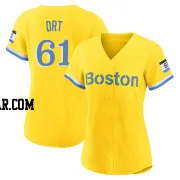 Kaleb Ort Women's Boston Red Sox Gold/Light Authentic Blue 2021 City Connect Player Jersey