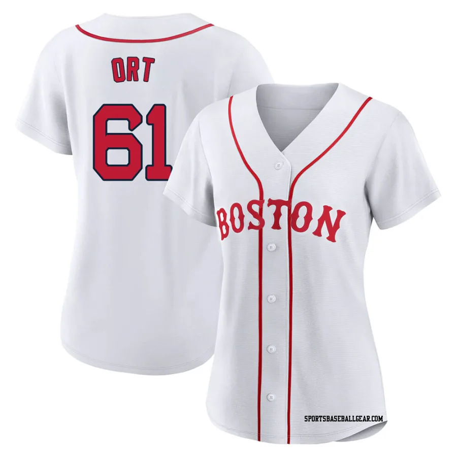 Kaleb Ort Women's Boston Red Sox White Authentic 2021 Patriots' Day Jersey