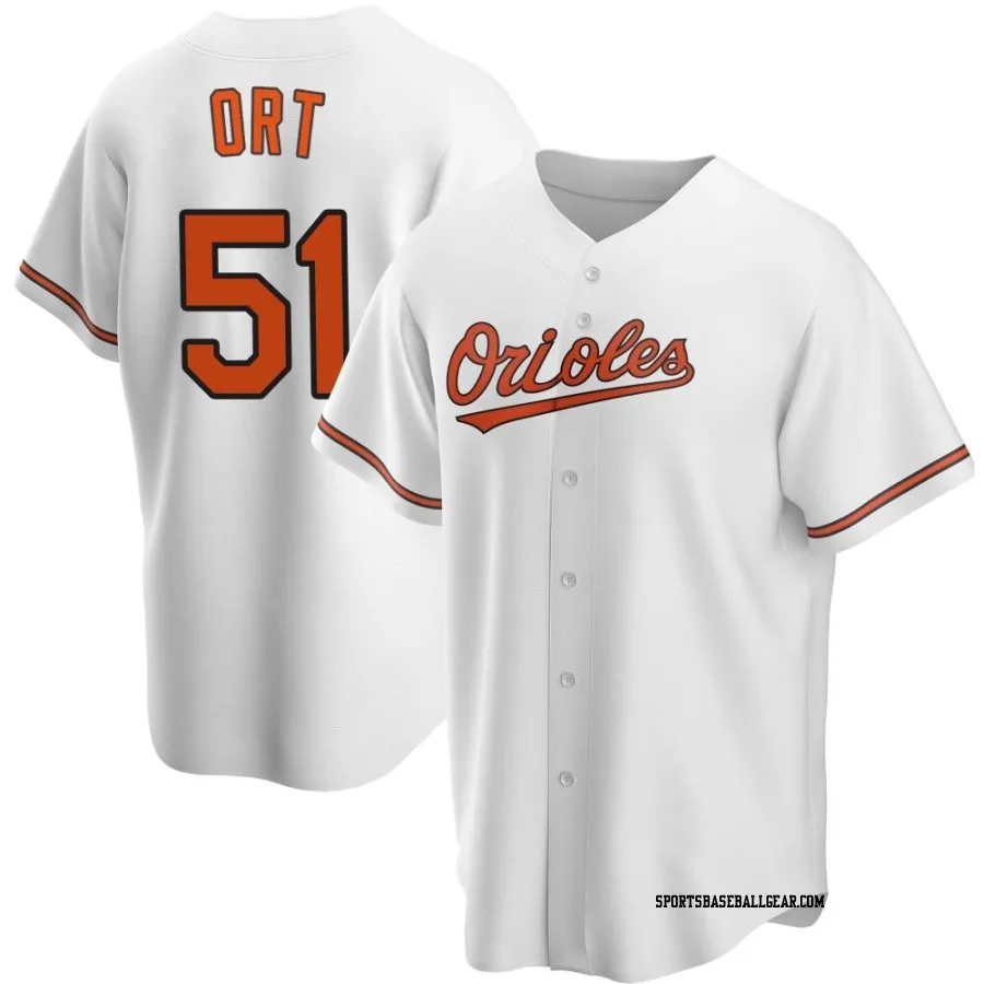 Kaleb Ort Youth Baltimore Orioles White Replica Home Jersey