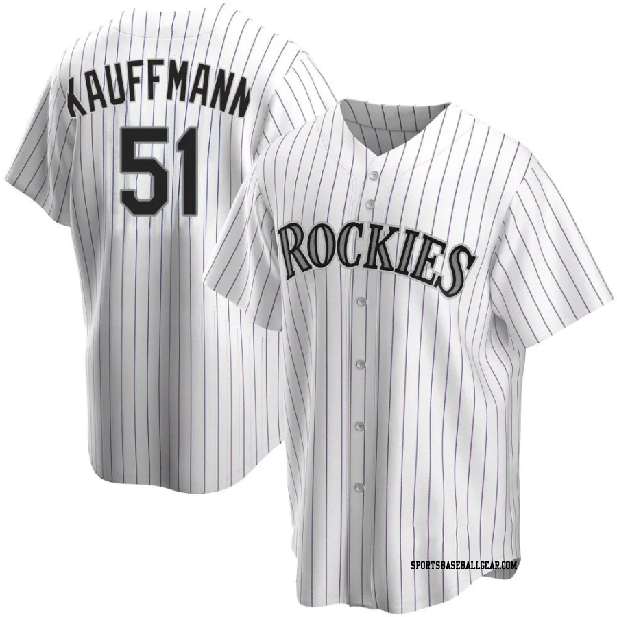 Karl Kauffmann Men's Colorado Rockies White Replica Home Jersey