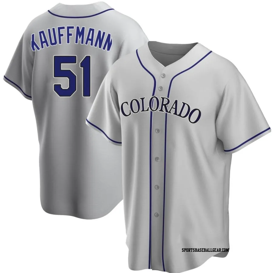 Karl Kauffmann Youth Colorado Rockies Gray Replica Road Jersey