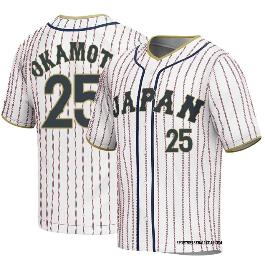 Kazuma Okamoto Youth Japan Baseball White Replica 2023 World Baseball Classic Jersey