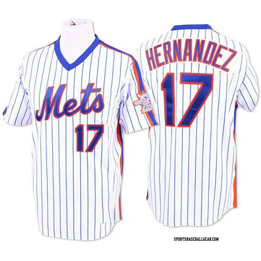 Keith Hernandez Men's New York Mets White/Blue Replica Strip Throwback Jersey