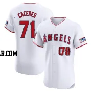 Kelvin Caceres Men's Los Angeles Angels White Elite Home Patch Jersey