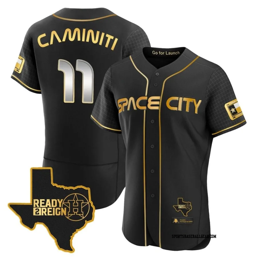 Ken Caminiti Men's Houston Astros Black/Gold Authentic 2023 Space City Ready 2 Reign Flex Base Jersey