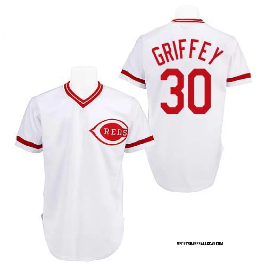 Ken Griffey Men's Cincinnati Reds White Authentic Throwback Jersey