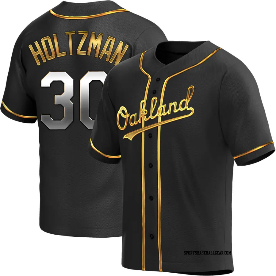 Ken Holtzman Men's Oakland Athletics Black Golden Replica Alternate Jersey