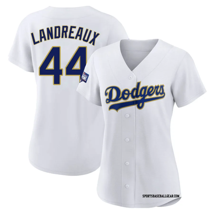 Ken Landreaux Women's Los Angeles Dodgers White/Gold Authentic 2021 Gold Program Player Jersey