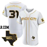 Kendall Graveman Men's Houston Astros White/Gold Authentic 2023 Space City Ready 2 Reign Flex Base Jersey