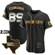 Kenedy Corona Men's Houston Astros Black/Gold Authentic 2023 Space City Ready 2 Reign Flex Base Jersey