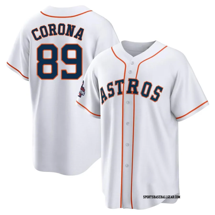 Kenedy Corona Men's Houston Astros White Replica 2022 World Series Champions Home Jersey