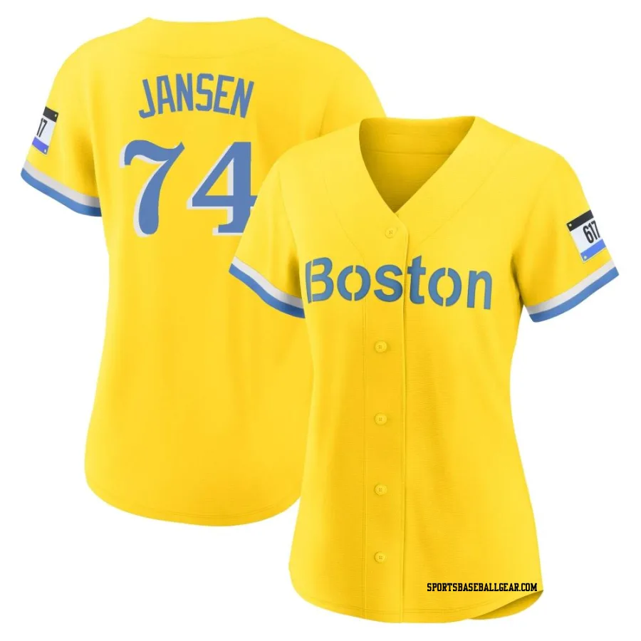 Kenley Jansen Women's Boston Red Sox Gold/Light Authentic Blue 2021 City Connect Player Jersey