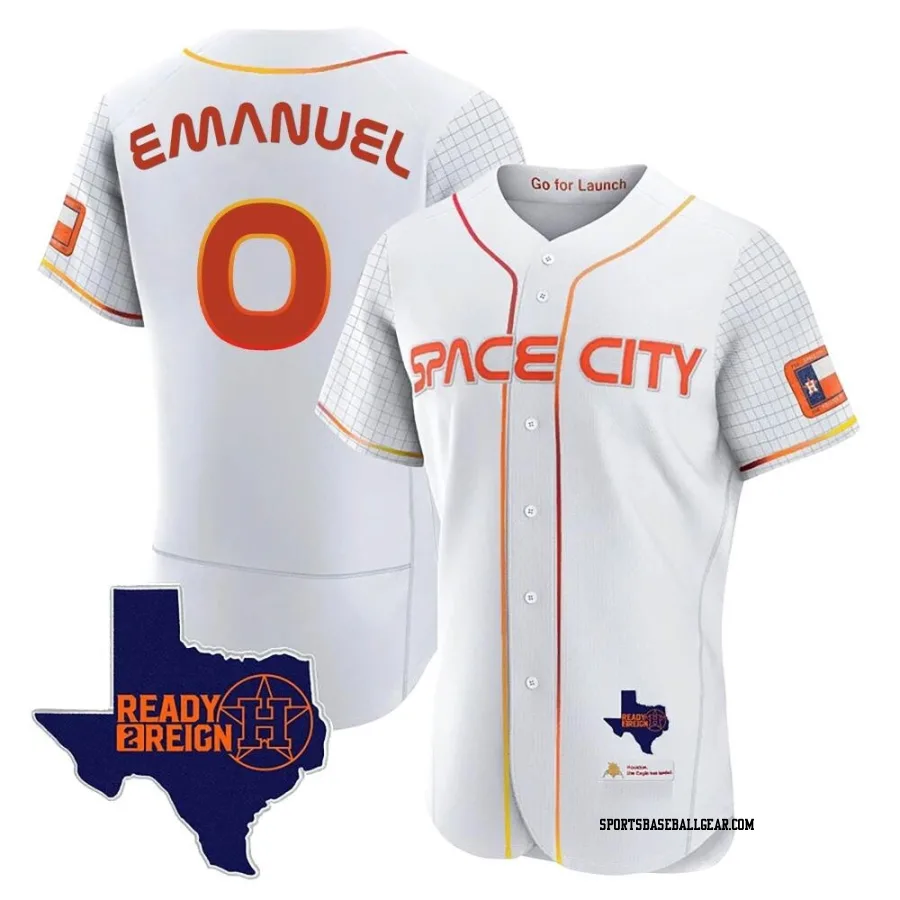 Kent Emanuel Men's Houston Astros White Authentic 2023 Space City Ready 2 Reign Flex Base Jersey