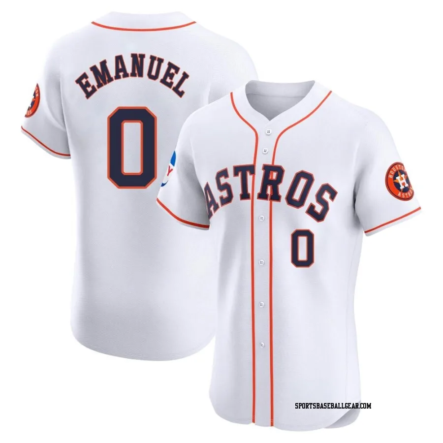 Kent Emanuel Men's Houston Astros White Elite Home Patch Jersey