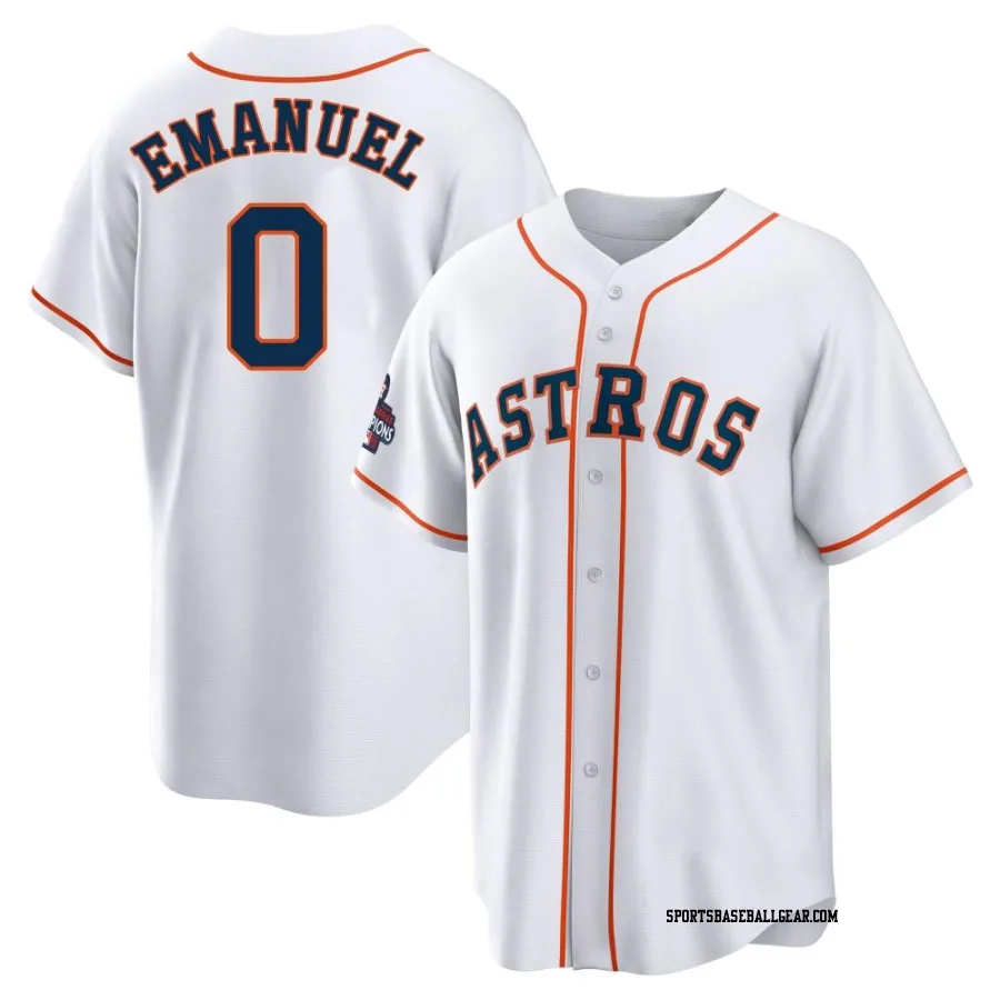 Kent Emanuel Men's Houston Astros White Replica 2022 World Series Champions Home Jersey