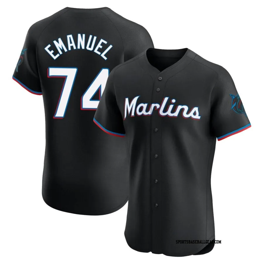 Kent Emanuel Men's Miami Marlins Black Elite Alternate Vapor Premier Jersey