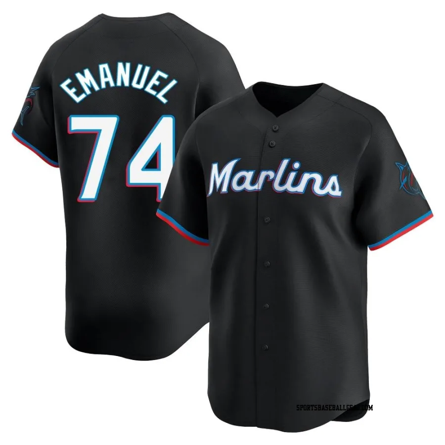 Kent Emanuel Men's Miami Marlins Black Limited Alternate Jersey