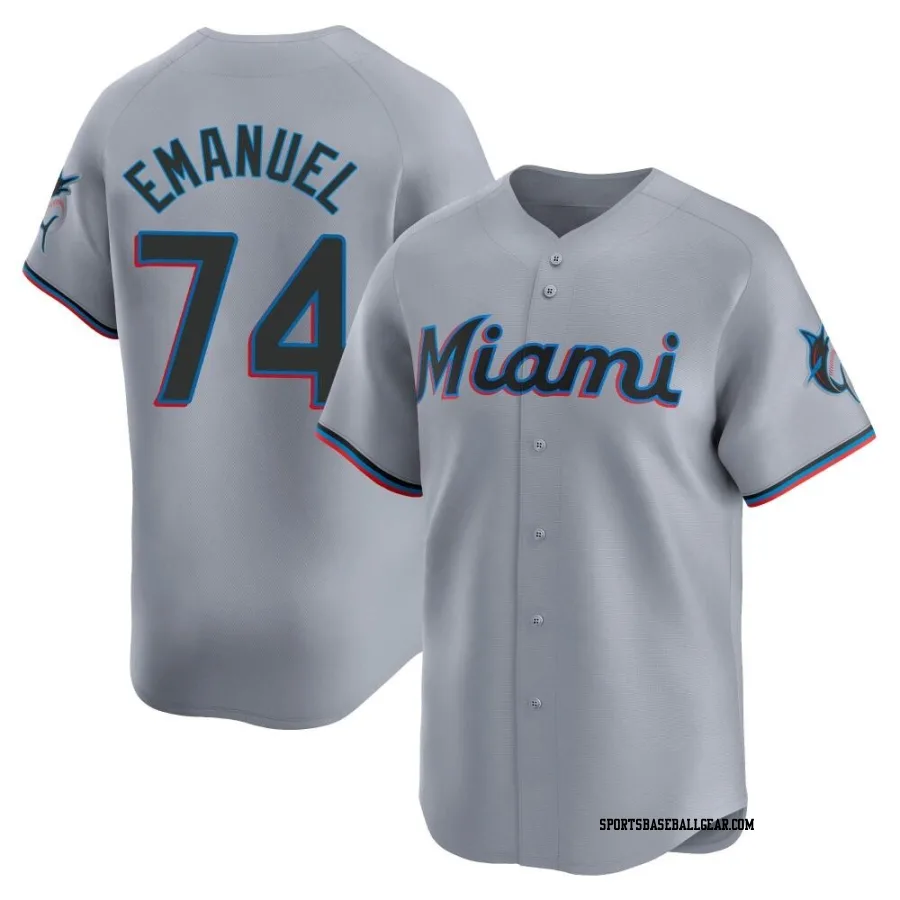 Kent Emanuel Men's Miami Marlins Gray Limited Road Jersey