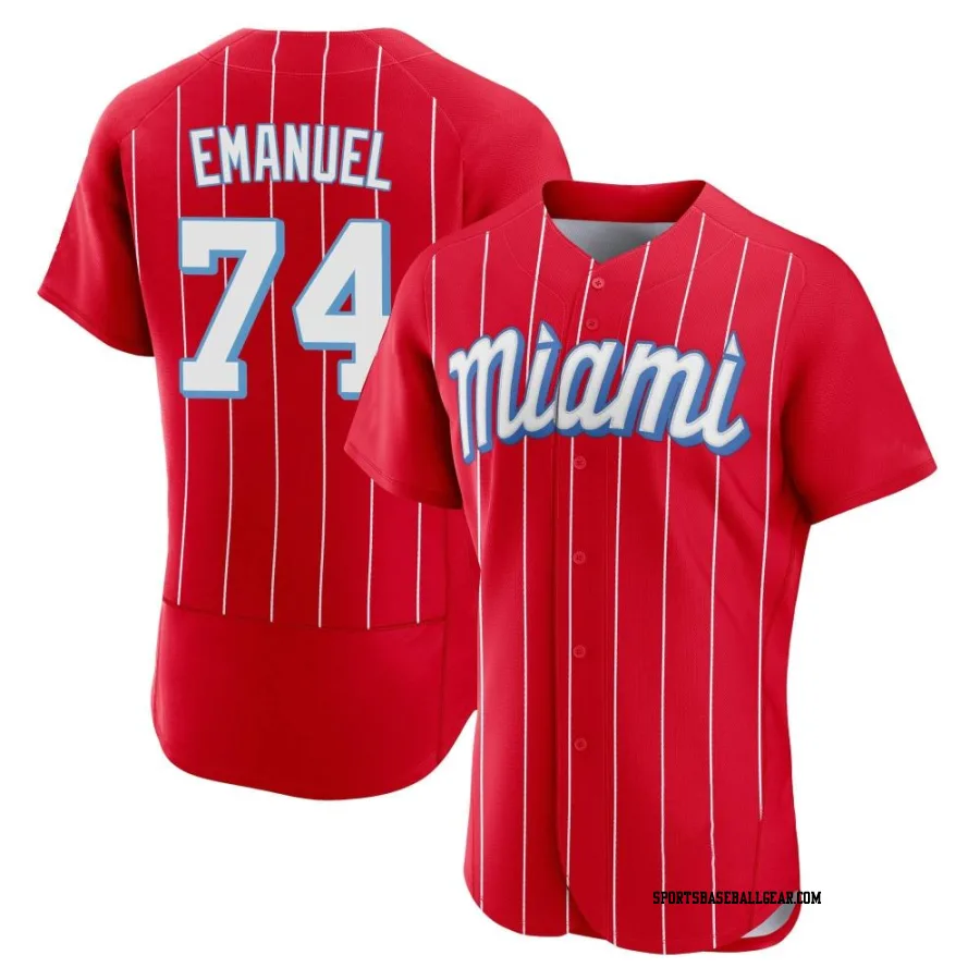 Kent Emanuel Men's Miami Marlins Red Authentic 2021 City Connect Jersey