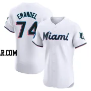 Kent Emanuel Men's Miami Marlins White Elite Home Patch Jersey