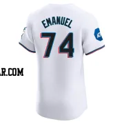 Kent Emanuel Men's Miami Marlins White Elite Home Patch Jersey