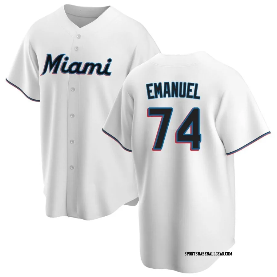 Kent Emanuel Men's Miami Marlins White Replica Home Jersey