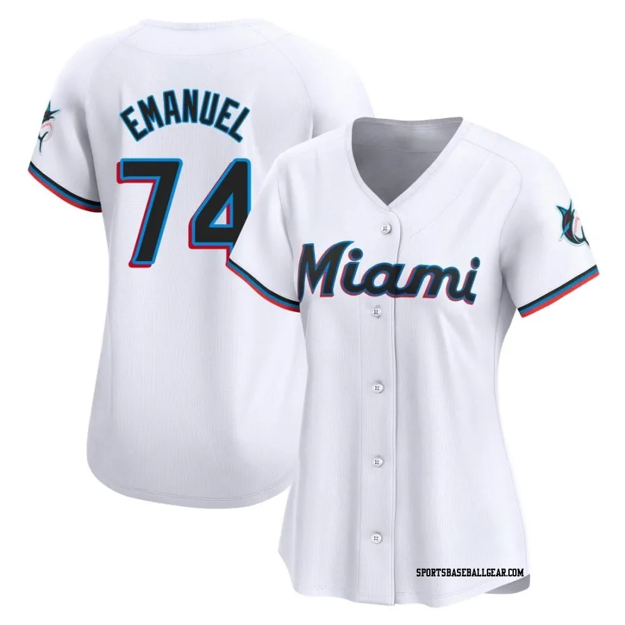 Kent Emanuel Women's Miami Marlins White Limited Home Jersey