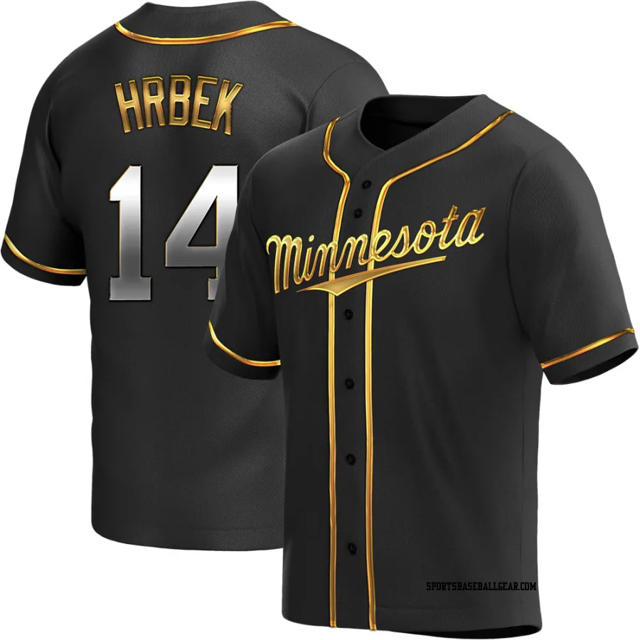 Kent Hrbek Men's Minnesota Twins Black Golden Replica Alternate Jersey