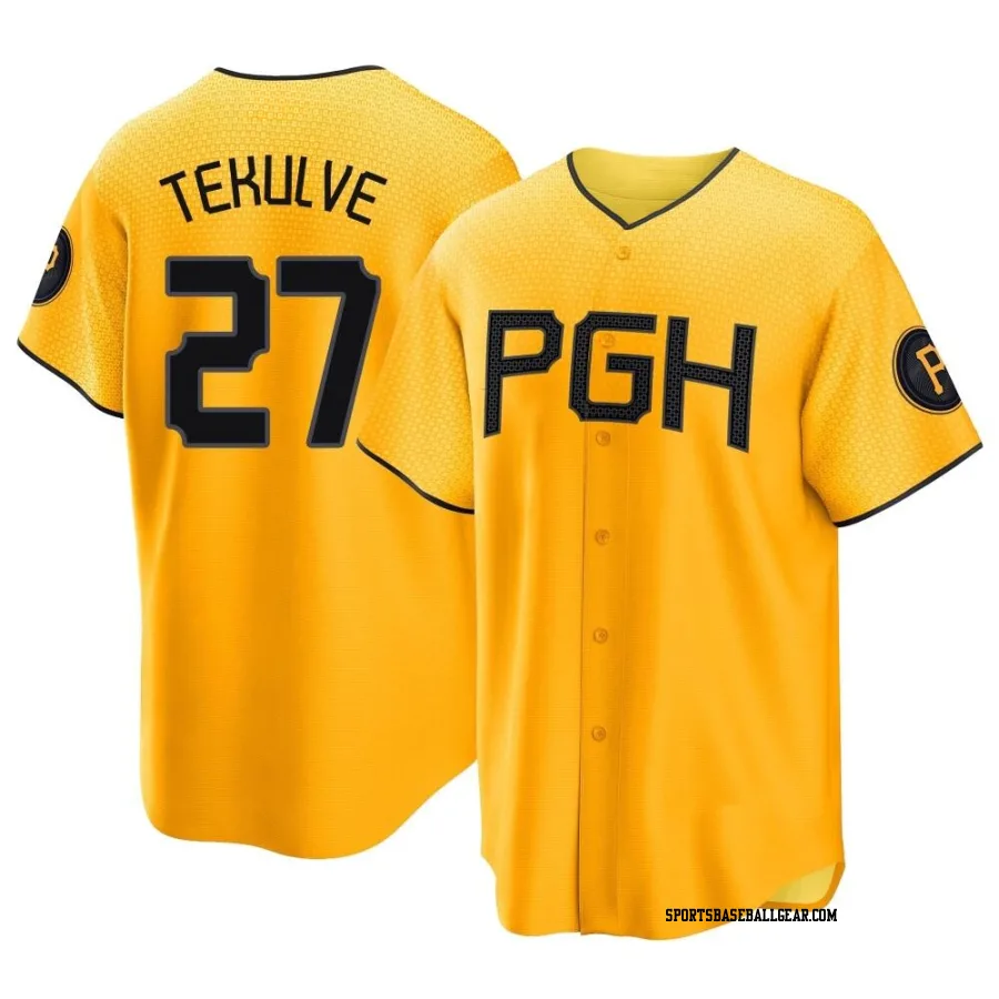 Kent Tekulve Youth Pittsburgh Pirates Gold Replica 2023 City Connect Jersey