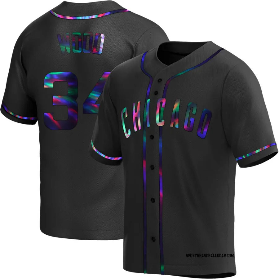 Kerry Wood Men's Chicago Cubs Black Holographic Replica Alternate Jersey